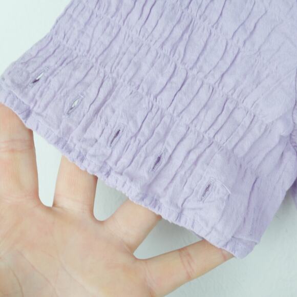 Vintage Large Top Pastel Purple Embroidered Smocked Cottagecore Dainty Feminine - Picture 3 of 5